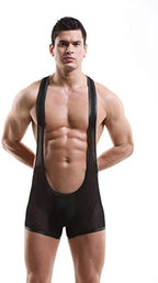 Swbreety Men's One-Piece Mesh Bodysuit Jockstrap Wrestling Singlet Underwear