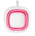 SAMMART 2.6L (0.68 Gallon) Super Mini Sqare Collapsible Plastic Bucket - Foldable Square Tub - Portable Fishing Water Pail - Space Saving Outdoor Waterpot (1, White/Pink)
