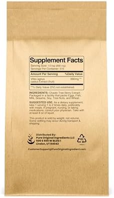 PURE ORIGINAL INGREDIENTS Chasteberry Extract (1lb) Vitex Agnus-Castus Tree, Non-GMO