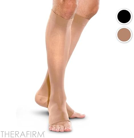 THERAFIRM Open-Toe Knee High Stockings - 20-30mmHg Moderate Compression Support Nylons