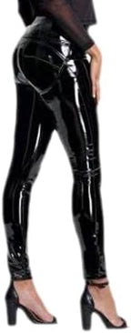 Women's Sexy Fashion Wetlook Synthetic Latex Slim Fit Leggings Stretchy Skinny Casual Long Pencil Pants Trousers