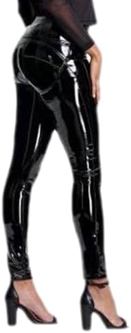 Women's Sexy Fashion Wetlook Synthetic Latex Slim Fit Leggings Stretchy Skinny Casual Long Pencil Pants Trousers
