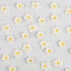 Royal Icing Flowers 32 Count Edible Mini White Blossoms Roses Daisy Sugar Flowers Cake Decorations for Baking Cupcakes Ice Cream Cookies Spring Waffles Cookies Wedding Birthday Cake Party