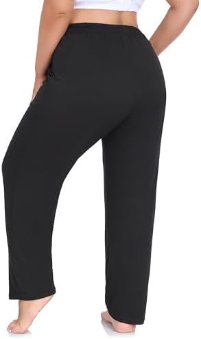 ZERDOCEAN Women's Plus Size Casual Yoga Pants Straight Leg Comfy Relaxed Joggers Lounge Pants Drawstring with Pockets