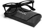 Photochromic Day Night Sunglasses Blue Light Blocking Glasses for Men and Women Retro Rectangle Black Frame Photochromic Lens