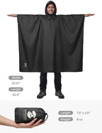 SaphiRose Hooded Rain Poncho Waterproof Raincoat Jacket for Men Women Adults
