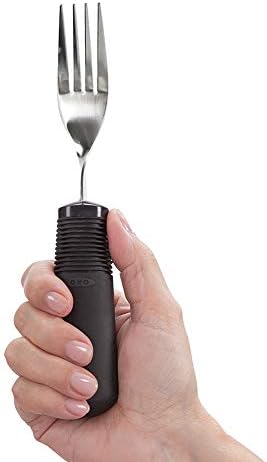 Norco Big-Grips Fork Bendable Adaptive Utensil is Non-Weighted. Comfortable, Non-Slip, Built Up Handle with Sharp Stainless Steel Tines. for Weak Hands, Arthritis, Mild Tremors, or The Elderly.