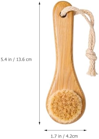 FRCOLOR Horsehair Facial Cleaning Brush with Bamboo Handle 5.35X1.65X1.49In Manual Face Exfoliating Brush for Deep Pore Cleansing and Gentle Skin Massage
