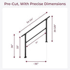 CR Fence & Rail Handrails for Outdoor Steps & Indoor Stair Railing Kit, 3-4 Steps Safety Hand Rail for Porch & Deck