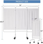 INNOVART 3-Panel Mobile Medical Privacy Screen Room Divider with Wheels, Foldable Flame Retardant Vinyl Room Divider Panels Easy for Storage, Portable Partition Dividers for Hospitals, Clinics, Salons