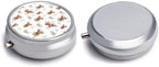 Purse Pill Organizer, Cute Farm Animal Highland Cow Print Cute Round Box, Compact Case for Vitamins, Travel Dispenser Pocket Carry for Her