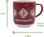 Harry Potter Gryffindor Stoneware Mug - 16 FL OZ Burgundy Coffee Cup with House Crest, Sword & Lion Design - Courage, Bravery, Determination - Hogwarts Merchandise