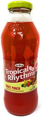 Grace Tropical Rhythms Fruit Punch Jamaican Fruit Juice 16oz, 6 Pack