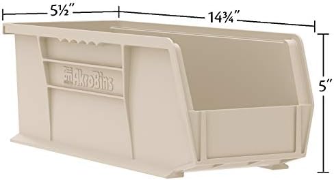 Akro-Mils 30234 AkroBins Plastic Storage Bins, Space-Saving Stackable Bins for Garage, Pantry, Craft Organization, 15" x 5" x 5", Blue, 12-Pack