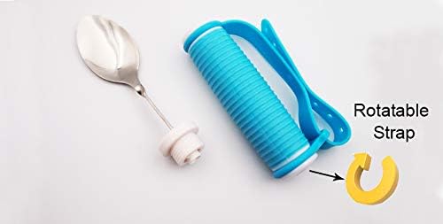 Flexible Stainless Steel Spoon with Adjustable Strap 360 Degree Rotatable Eating AIDS Utensils for Disabled Patient Elder Arthritis People Handicapped (spoon)