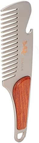 Men Beard Comb Multipurpose Stainless Steel Teeth Sandalwood Pocket Moustache Comb for Home Hair Salon