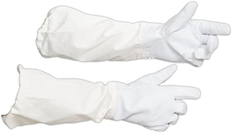 Beekeeping Gloves – Goatskin Leather Bee Gloves for Men and Women, Bees Protective Gear with Long Canvas Sleeves and Elastic Cuffs for Hobbyists and Professional Beekeepers (Small)