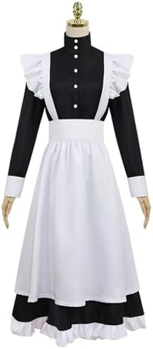Women's Classic Maid Long Dress Black and White Apron Housekeeper Cosplay Costume Uniform