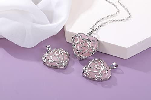 Jovivi Amethyst Rose Quartz Healing Crystal Necklace for Women Flower Leaf Wire Wrapped Crystal Heart Gemstone Pendant Necklace Natural Stone Reiki Quartz Jewelry Mothers Day Gifts