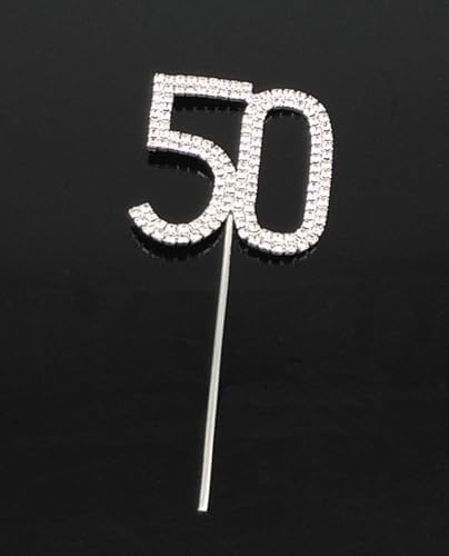 1PCS Sparkling Rhinestone Faux Crystal Number 50 Birthday Cake Topper Wedding 50th Anniversary Party Cake Decoration