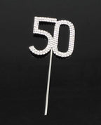 1PCS Sparkling Rhinestone Faux Crystal Number 50 Birthday Cake Topper Wedding 50th Anniversary Party Cake Decoration