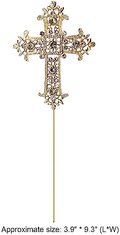 2 Pcs Cross Cake Toppers Rhinestone Cross Cupcake Toppers Glitter Crystal Dessert Cake Decorations for Birthday Wedding Baby Shower Christmas Baptism Communion Christening Religious Party Supplies