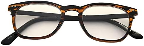 Eyekepper Readers Retro Square Plastic Frame Metal Arms Reading Glasses Amber/Black Arm +2.25