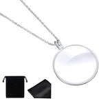 Weewooday 4 Pieces 5.5X Magnifying Glass Necklace Magnifier Necklace Pendant Optical Magnifier with Chain for Library, Reading, Zooming and Jewelry(Silver)