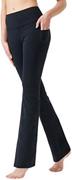 Zeronic Women's High Waist Bootcut Yoga Pants with Pockets Tummy Control Workout Running Pants Long Bootleg Flare Pants