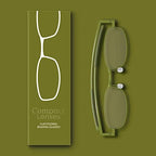 IF Compact Lenses Readers Slim Flat-Folding Unisex Reading Glasses - Olive,+1.5"