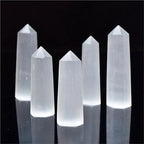 Natural Crystal Selenite Quartz Crystal Point Hexagonal Prisms Obelisk Wand Stone Smooth Polished Surface Home Decor(4-5cm)