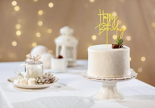 Gold DIY Happy birthday Cake Topper Acrylic Happy Birthday Cake Sign Party Decorations Supplies(Gold 1)