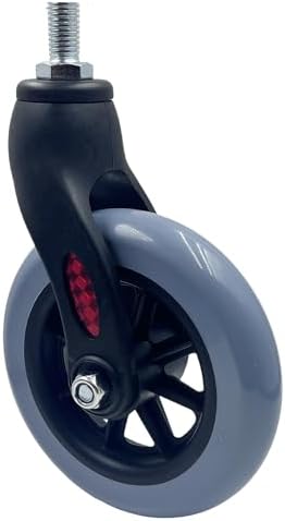 2 Pack 5 Inch Wheelchair Front Wheels Replacement with Front Fork Drive Front Castor Solid Replacement Wheels for Wheelchairs, Rollators, Walkers(Gray, 5 Inch)