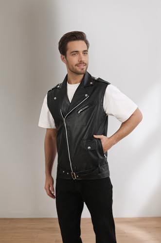 Idopy Classic Men`s Motorcycle Faux Leather Vest Riding Club Biker PU Sleeveless Jacket Waistcoat