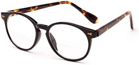 IB The Actor BIFOCAL Unisex Round Reading Glasses, Readers for Men and Women, Black and Tortoise +1.25