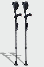Ergobaum 7G Black Mamba Forearm Crutches for Adults (1 Pair-2 Units) — Ergonomic, Foldable with Shock Absorption, LED Light & Knee Rest | Adjustable 5'–6'6", Supports 360 lbs | Real Carbon Fiber