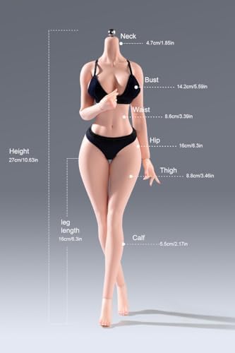 Fremego 1/6 Scale Female Body 12inch Super Flexible Seamless Female Figure Body with Detachable Feet Pale Skin Large Bust Miniature Action Figure Doll