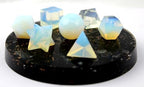 Opalite 7 Stones Sacred Geometry Sets Gemstone Platonic Solid Top Grade Quality Merkaba Star w/Attractive Cleansing Life Vitality Healing