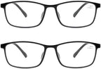 Blue Light Blocking Computer Reading Glasses 2 Pack | Lightweight Reader for Women Men, Flexible Anti-Slip, Clear Lens