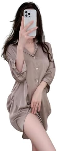 GRAYDREAM Large Size Transparent Silk Sexy Pajamas That Can Be Worn Outside, Pure Lust Shirt, Pajamas and Uniform Set