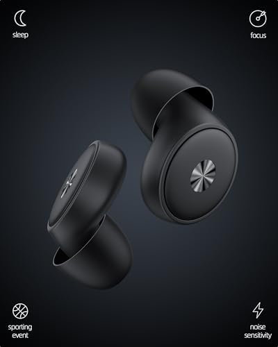 Ear Plugs for Sleeping 45dB Noise Cancelling Ear plugs, Soft Reusable Earplugs for Noise Reduction, Hearing Protection Earplugs for Concert, Travel, Side Sleeper, Focus, Snoring with 8 Tips&Case Black