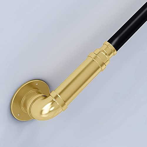 4FT Pipe Iron Hand Railing, Sturdy Safety Staircase Handrails Wall Mount, Industrial Iron Railing, Stair Handrail for Indoor Outdoor Stairs Deck Loft Porch, Non-Slip and Rust