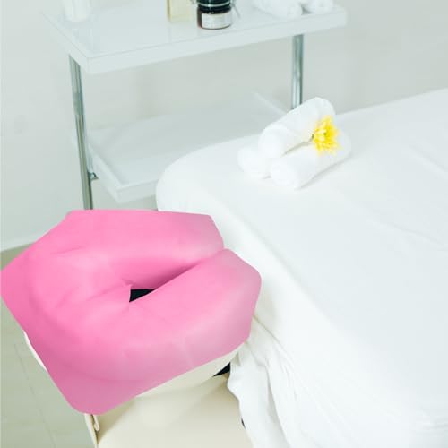 100 Pieces Disposable Face Cradle Covers Massage Headrest Covers for Massage Tables and Massage Chairs Beauty Spa Salon Bed, 12 x 15.5 Inches (Pink)