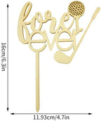Wooden Love Ever Cake Topper for Golf Theme Bridal Shower Engagement Anniversary Party Decoration, Golf Wedding Cake Decor, Bride and Groom Cake Topper