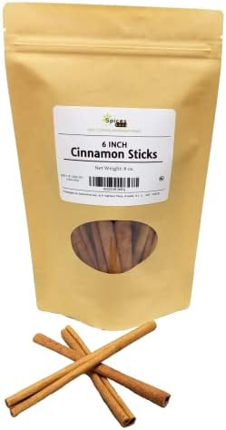 SFL Cassia Whole Cinnamon Sticks 6 Inch - Dried Long Stick - Premium Quality - Kosher (8 Ounces)