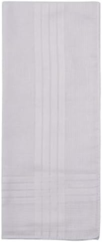Perry Ellis 12 Pack Handkerchief (Permanent Press White with Satin Cord, 16" x 16")
