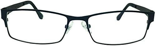 Mens Womens Black Blue Metallic Frame Reading Glasses