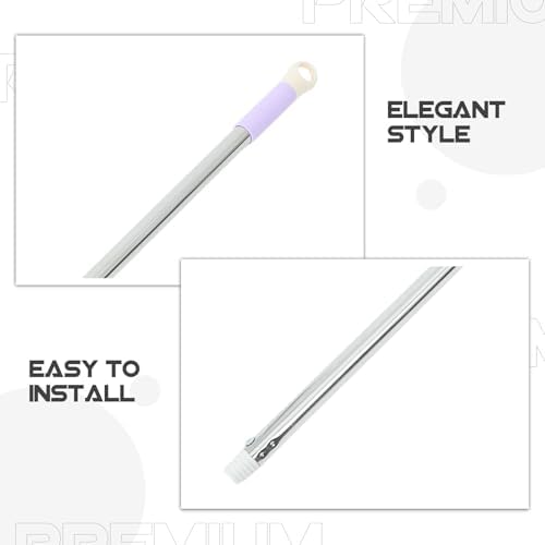 Sosoport Stainless Steel Mop Stick Pole Replacement, 88cm Two-Section Broom Rod with Detachable Handle Grip for Bathroom Cleaning, Household Mop Handle Accessory Set Random Color