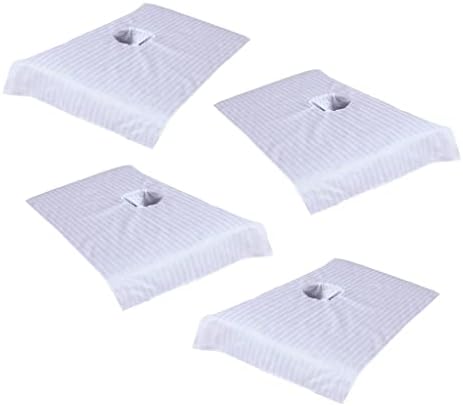 4 Pack Massage Table Soft Cotton Towelling Cover Set with Face Hole - Beauty Bed Spa Sheets for Comfortable Massage Experience, Salon Use, and More