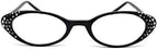 Womens Rhinestone Studded Oval Cat Eye Reading Glasses with Hard Case